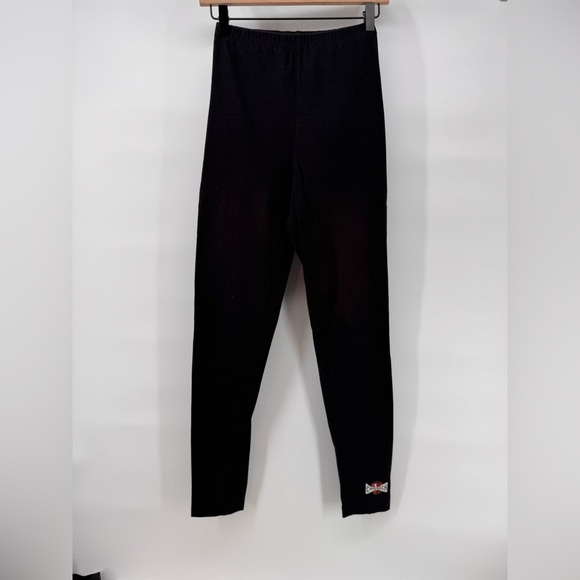 VNG NWOT Crunch Fitness Black Cotton Leggins Large Made in usa - Picture 1 of 3